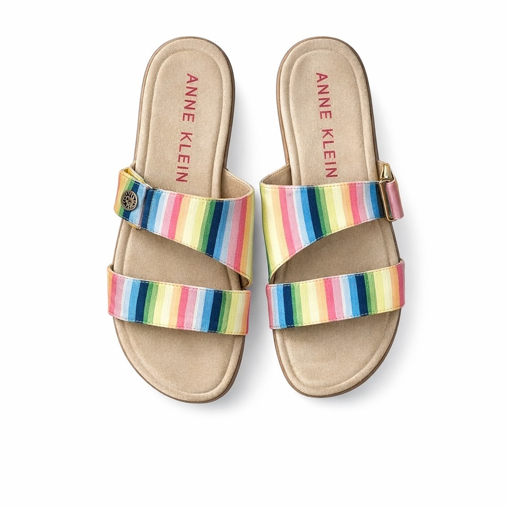Anne Klein iFlex Rainbow Slide Sandals Size 10 Multicolor Comfort
